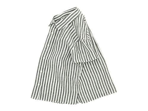MARGARET HOWELL BLACK&WHITE SHIRTING LINEN S/S SHIRTS 280STRIPE̥ǥ