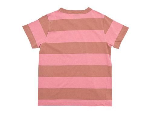 homspunホームスパン　半袖ブラウス　レッド赤 homspun(ホームスパン) 30/1天竺太ボーダー 半袖Tシャツ ココア