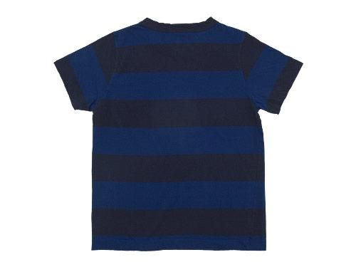 homspun(ホームスパン) 30/1天竺太ボーダー 半袖Tシャツ ブルー