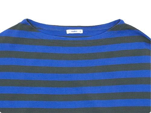 maillot border drop shoulder T-shirt CHARCOAL x BLUE