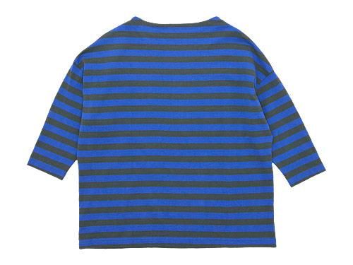 maillot border drop shoulder T-shirt CHARCOAL x BLUE