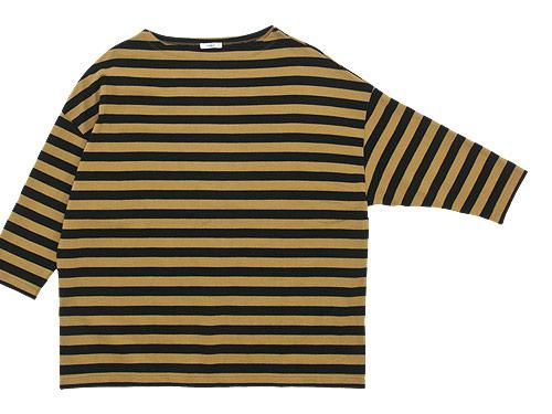 maillot border drop shoulder T-shirt CAMEL x BLACK