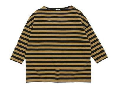 maillot border drop shoulder T-shirt CAMEL x BLACK