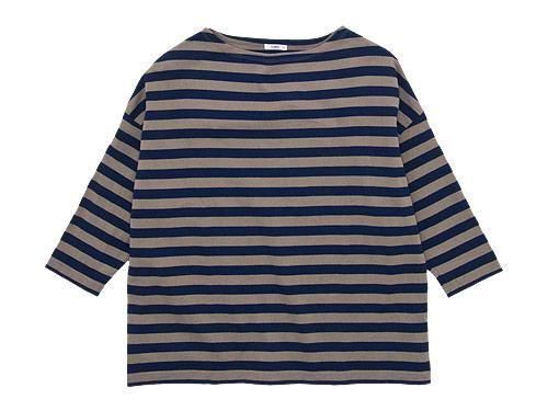 maillot border drop shoulder T-shirt BEIGE x NAVY