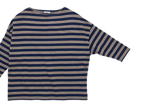 maillot border drop shoulder T-shirt BEIGE x NAVY