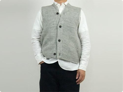 ENDS and MEANS Grandpa Knit Vest BEIGE GRAY