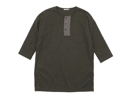 TOUJOURS Big Henley Neck Shirt OLIVE BROWN