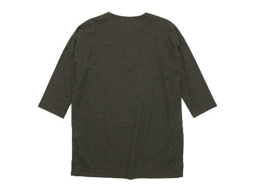 TOUJOURS Big Henley Neck Shirt OLIVE BROWN