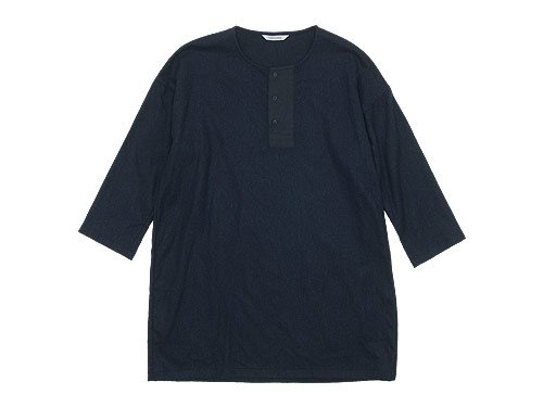 TOUJOURS Big Henley Neck Shirt NAVY