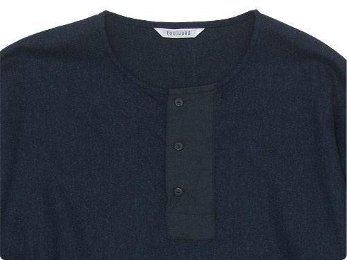 TOUJOURS Big Henley Neck Shirt NAVY
