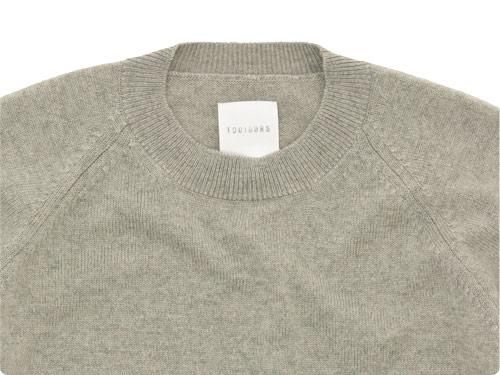 TOUJOURS Plain Stitch Crew Neck Pullover MUSHROOM