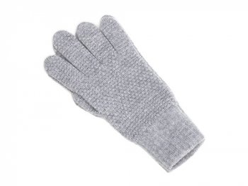 William Brunton Hand Knits Tuck Stitch Gloves LIGHT GRAY