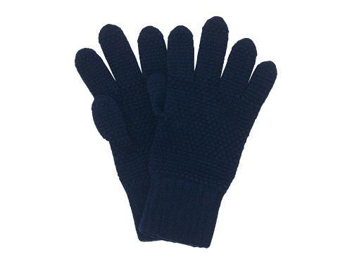 William Brunton Hand Knits Tuck Stitch Gloves NAVY