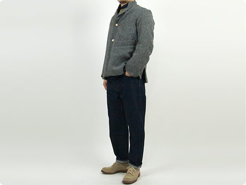 TATAMIZE -SIMME- STAND COLLAR JACKET TWEED GRAY