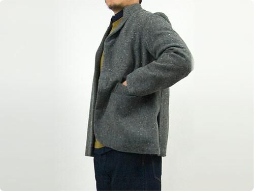 TATAMIZE -SIMME- STAND COLLAR JACKET TWEED GRAY