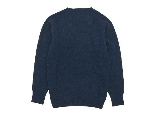 MARGARET HOWELL MERINO CASHMERE TWIST SADDLE CREW KNIT 120NAVY ̥󥺡