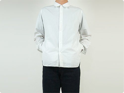 YAECA コンフォートシャツ レギュラーカラー NAVY STRIPE 〔メンズ〕 【18104】