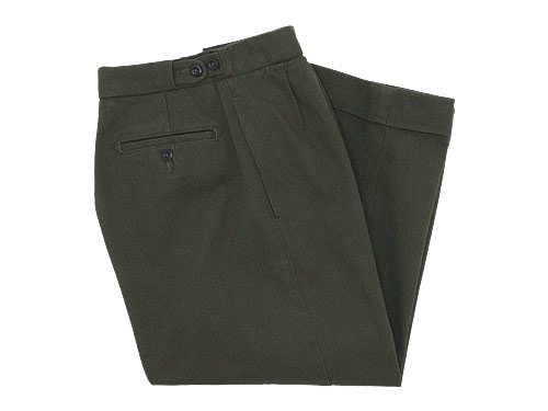 MHL. RAISED COTTON DRILL WIDE CROPPED PANTS 180OLIVE 〔レディース〕