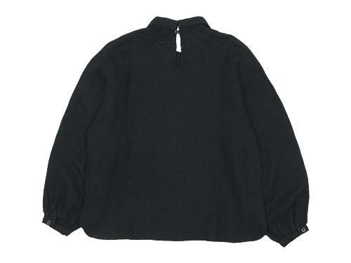 maillot mature airly linen mini collar smock shirt BLACK