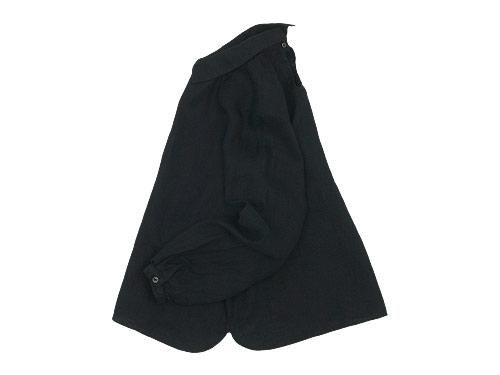 maillot mature airly linen mini collar smock shirt BLACK