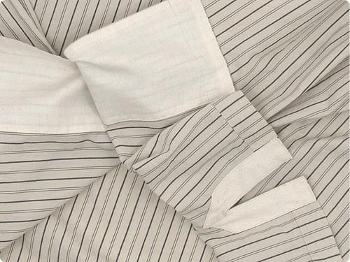 MHL. WIDE STRIPE COTTON NO COLLAR SHIRTS 040ECRU 〔メンズ