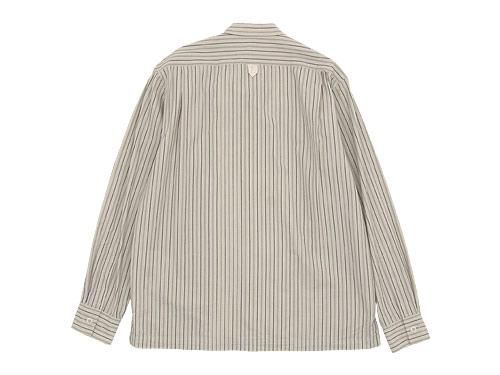 MHL. WIDE STRIPE COTTON NO COLLAR SHIRTS 040ECRU ̥󥺡