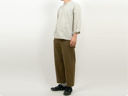 MHL. WIDE STRIPE COTTON NO COLLAR SHIRTS 040ECRU ̥󥺡