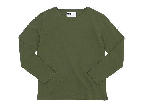 MHL. DRY COTTON JERSEY L/S T-SHIRTS 140OLIVE 〔メンズ〕