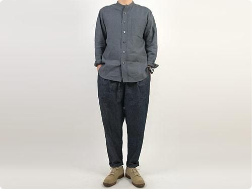 MARGARET HOWELL SHIRTING LINEN NO COLLAR SHIRTS 022GRAY 〔メンズ〕