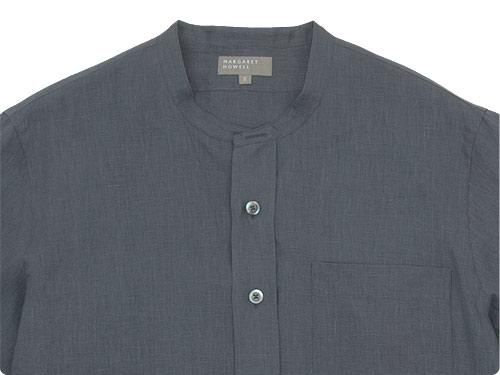 MARGARET HOWELL SHIRTING LINEN NO COLLAR SHIRTS 022GRAY ̥󥺡