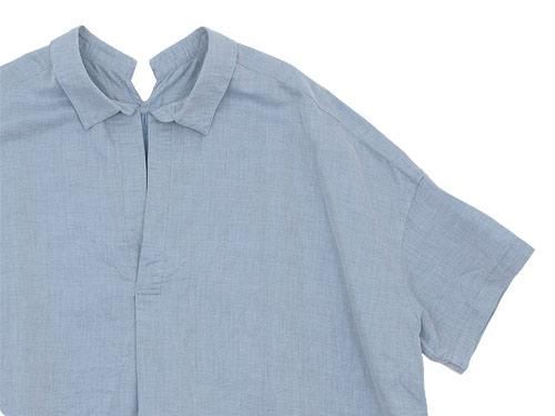 TOUJOURS Open Back Yolk Skipper Shirt SAXE BLUE