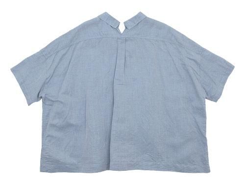 TOUJOURS Open Back Yolk Skipper Shirt SAXE BLUE