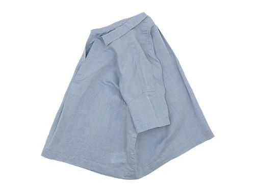 TOUJOURS Open Back Yolk Skipper Shirt SAXE BLUE