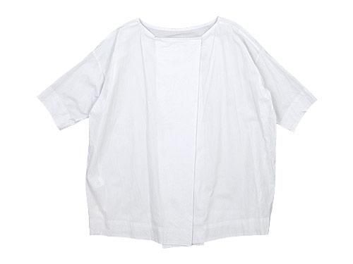 TOUJOURS Boat Neck Wrap Back Shirt SMOKE WHITE