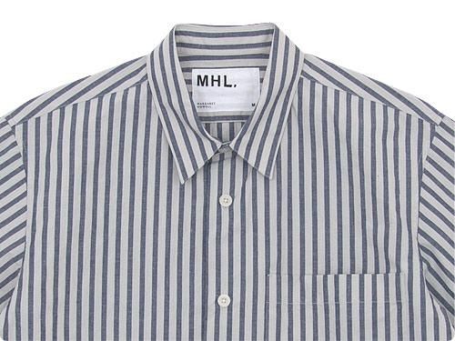 MHL. COTTON LINEN CHAMBRAY STRIPE SHIRTS 035ECRU x NAVY ̥󥺡