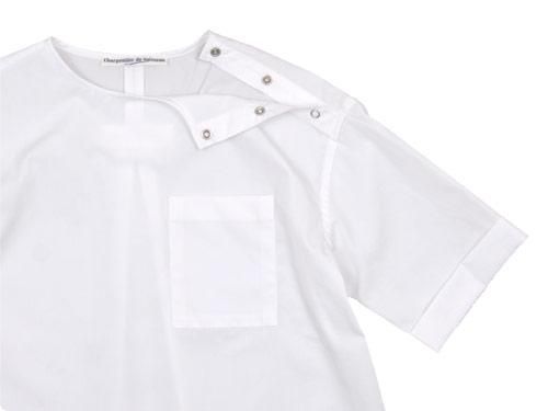 Charpentier de Vaisseau Sophie Shoulder Button Short Sleeve Shirts WHITE