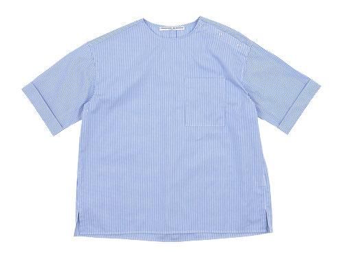 Charpentier de Vaisseau Sophie Shoulder Button Short Sleeve Shirts LIGHT BLUE STRIPE