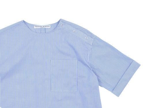 Charpentier de Vaisseau Sophie Shoulder Button Short Sleeve Shirts LIGHT BLUE STRIPE