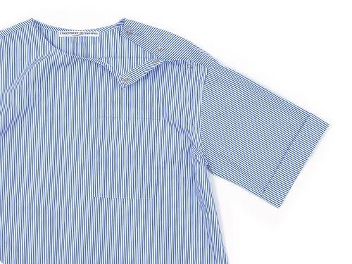 Charpentier de Vaisseau Sophie Shoulder Button Short Sleeve Shirts LIGHT BLUE STRIPE