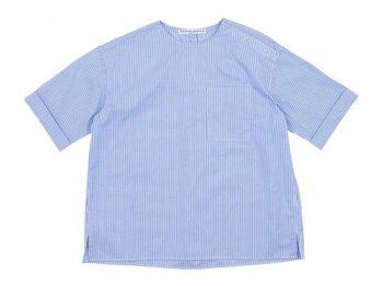 Charpentier de Vaisseau Sophie Shoulder Button Short Sleeve Shirts LIGHT BLUE STRIPE
