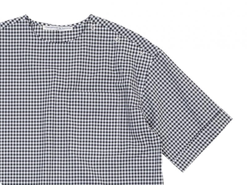 Charpentier de Vaisseau Sophie Shoulder Button Short Sleeve Shirts BLACK CHECK