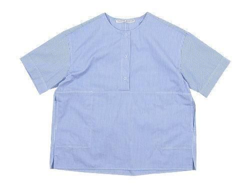 Charpentier de Vaisseau Selma Front Button Short Sleeve Shirts LIGHT BLUE STRIPE