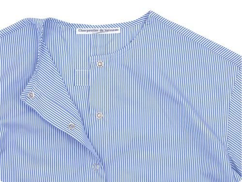 Charpentier de Vaisseau Selma Front Button Short Sleeve Shirts LIGHT BLUE STRIPE