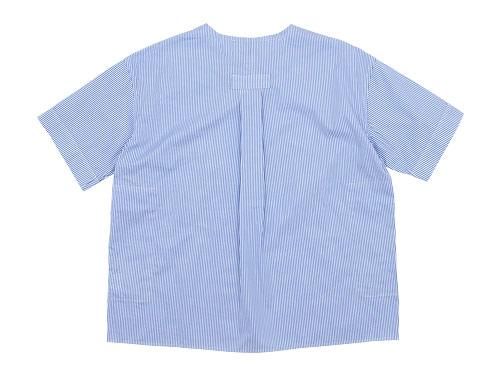 Charpentier de Vaisseau Selma Front Button Short Sleeve Shirts LIGHT BLUE STRIPE