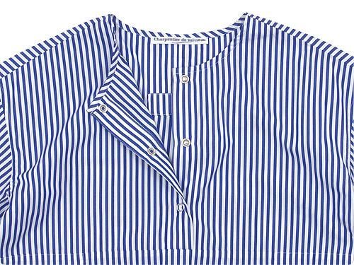 Charpentier de Vaisseau Selma Front Button Short Sleeve Shirts NAVY STRIPE