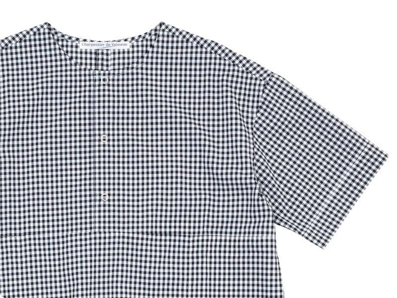 Charpentier de Vaisseau Selma Front Button Short Sleeve Shirts BLACK CHECK