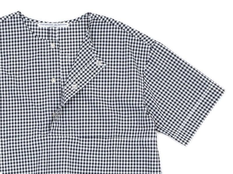 Charpentier de Vaisseau Selma Front Button Short Sleeve Shirts BLACK CHECK