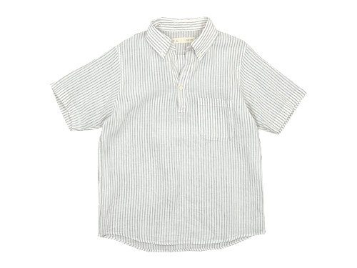 nisica プルオーバーシャツ 半袖 リネン GRAY STRIPE nisica通販