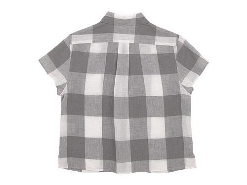 MARGARET HOWELL LARGE CHECK LINEN S/S SHIRTS 020GRAY ̥ǥ