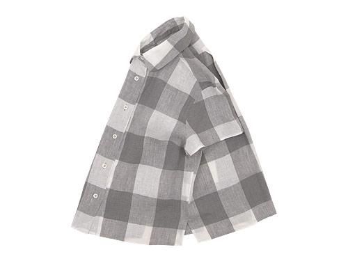 MARGARET HOWELL LARGE CHECK LINEN S/S SHIRTS 020GRAY ̥ǥ